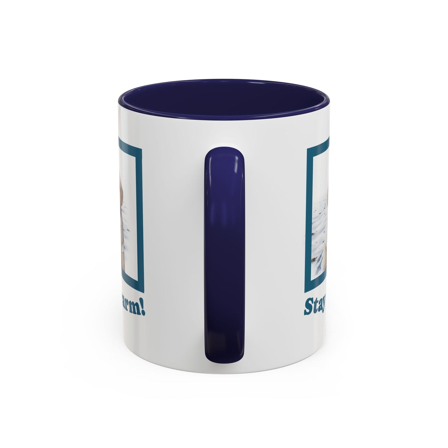 Two-tone Accent 11 oz Coffee Mug w/ Mini White Poodle Sweater Dog, by TokyoBill