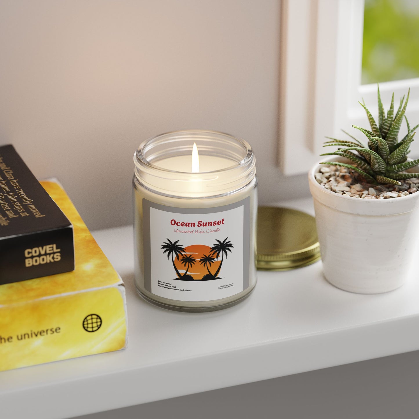Ocean Sunset Unscented Candle | Hand-Poured USA | Coconut Apricot Wax