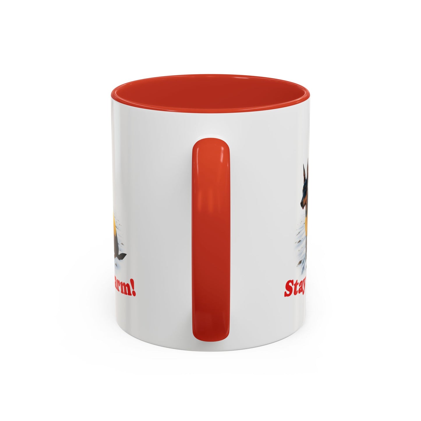 Two-tone Accent 11 oz Coffee Mug w/ Miniature Pinscher Sweater Dog, by TokyoBill