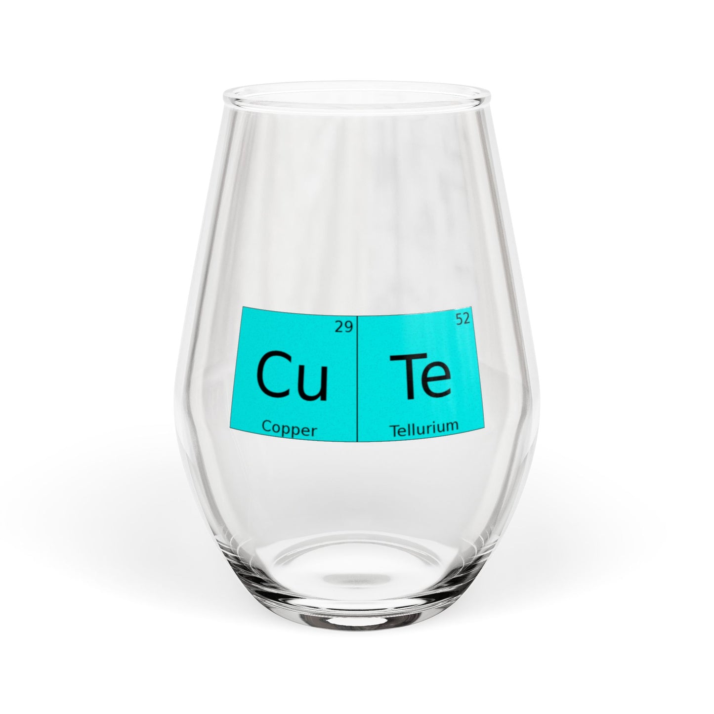 CuTe Copper-Tellurium Periodic Table Chemistry 11.75oz Wine Glass, by TokyoBill