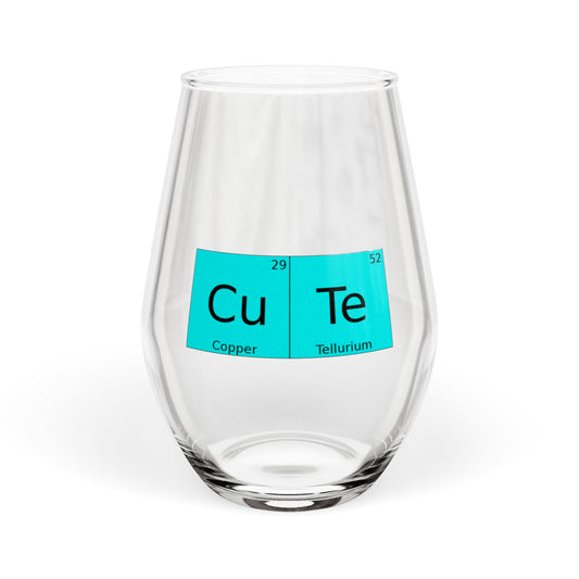 CuTe Copper-Tellurium Periodic Table Chemistry 11.75oz Wine Glass, by TokyoBill