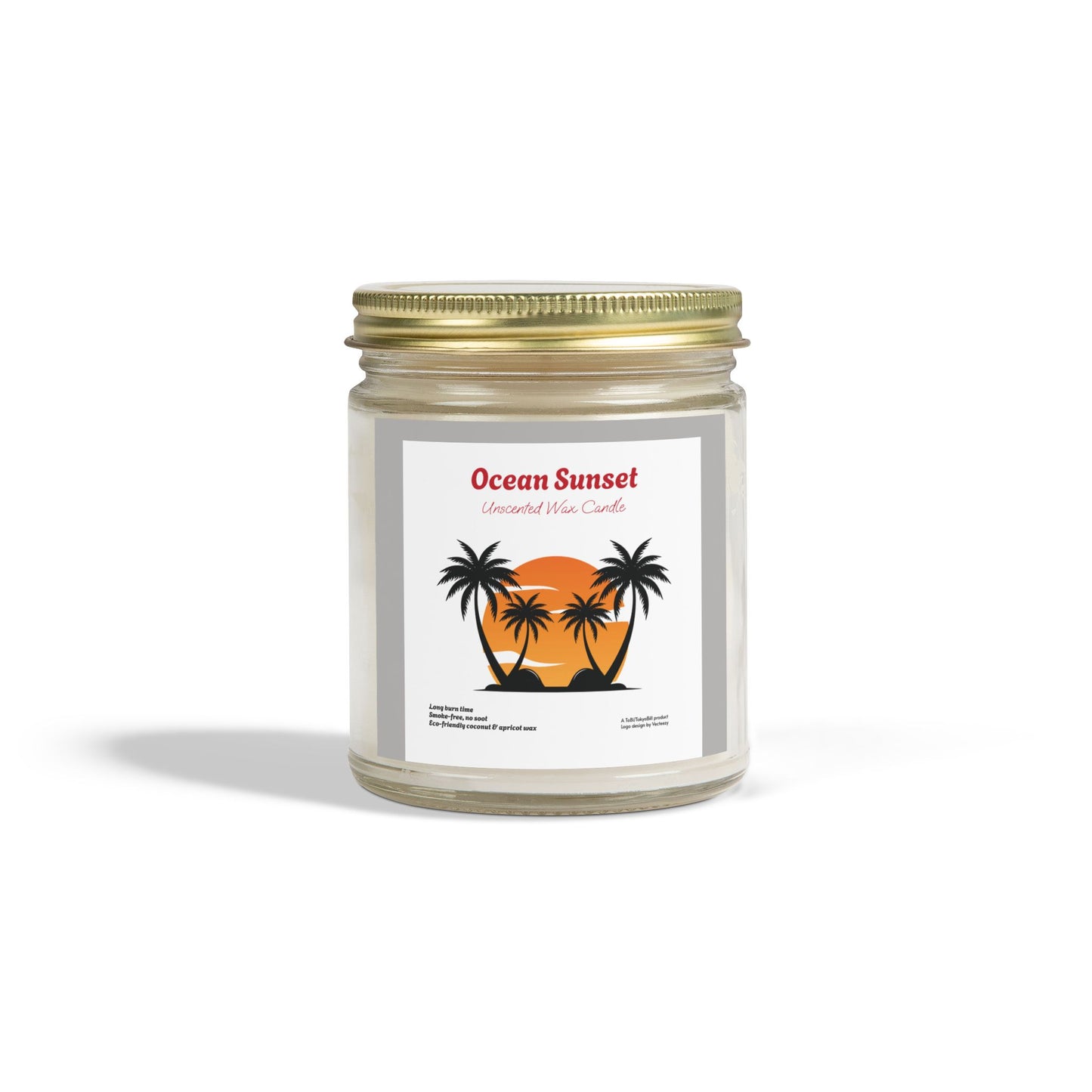 Ocean Sunset Unscented long-burn wax candles (4oz, 9oz), by TokyoBill