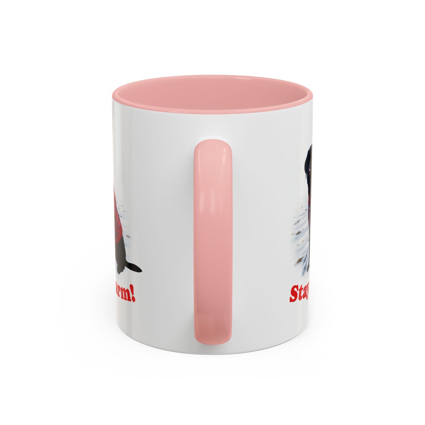 Two-tone Accent 11 oz Coffee Mug w/Black Lab Retriever Sweater Dog, by TokyoBill