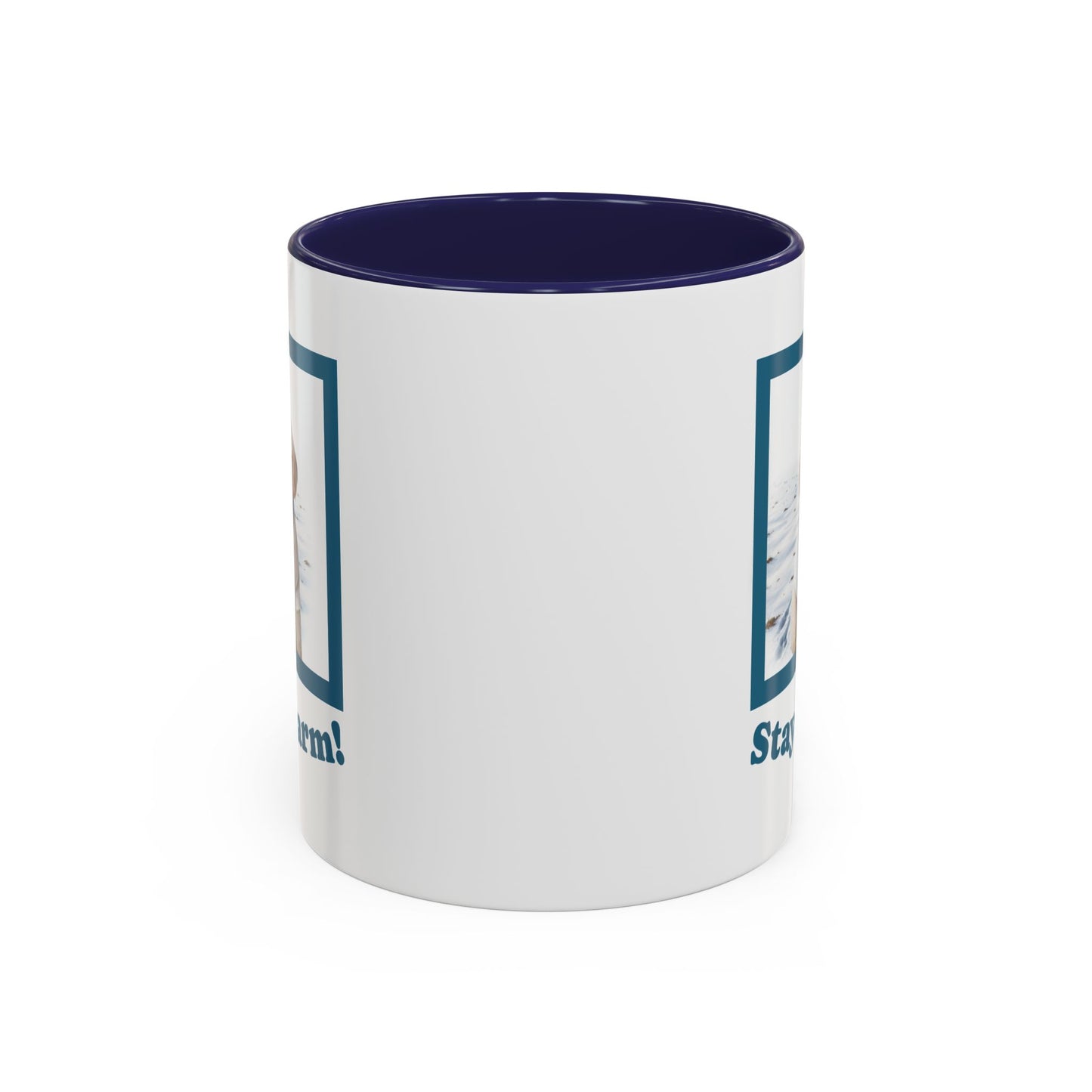 Two-tone Accent 11 oz Coffee Mug w/ Mini White Poodle Sweater Dog, by TokyoBill