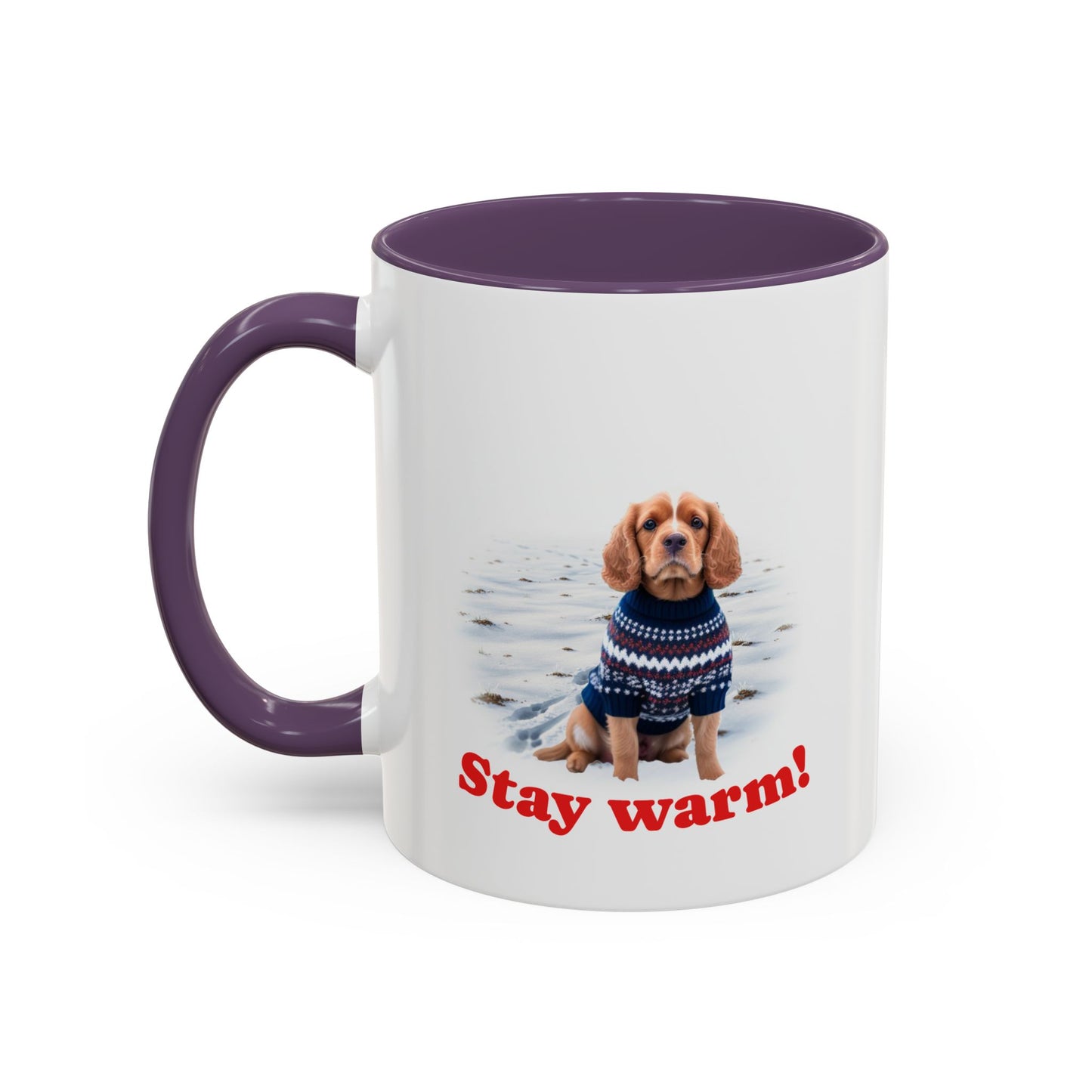 Two-tone Accent 11 oz Coffee Mug w/ Cocker Spaniel Sweater Dog, by TokyoBill