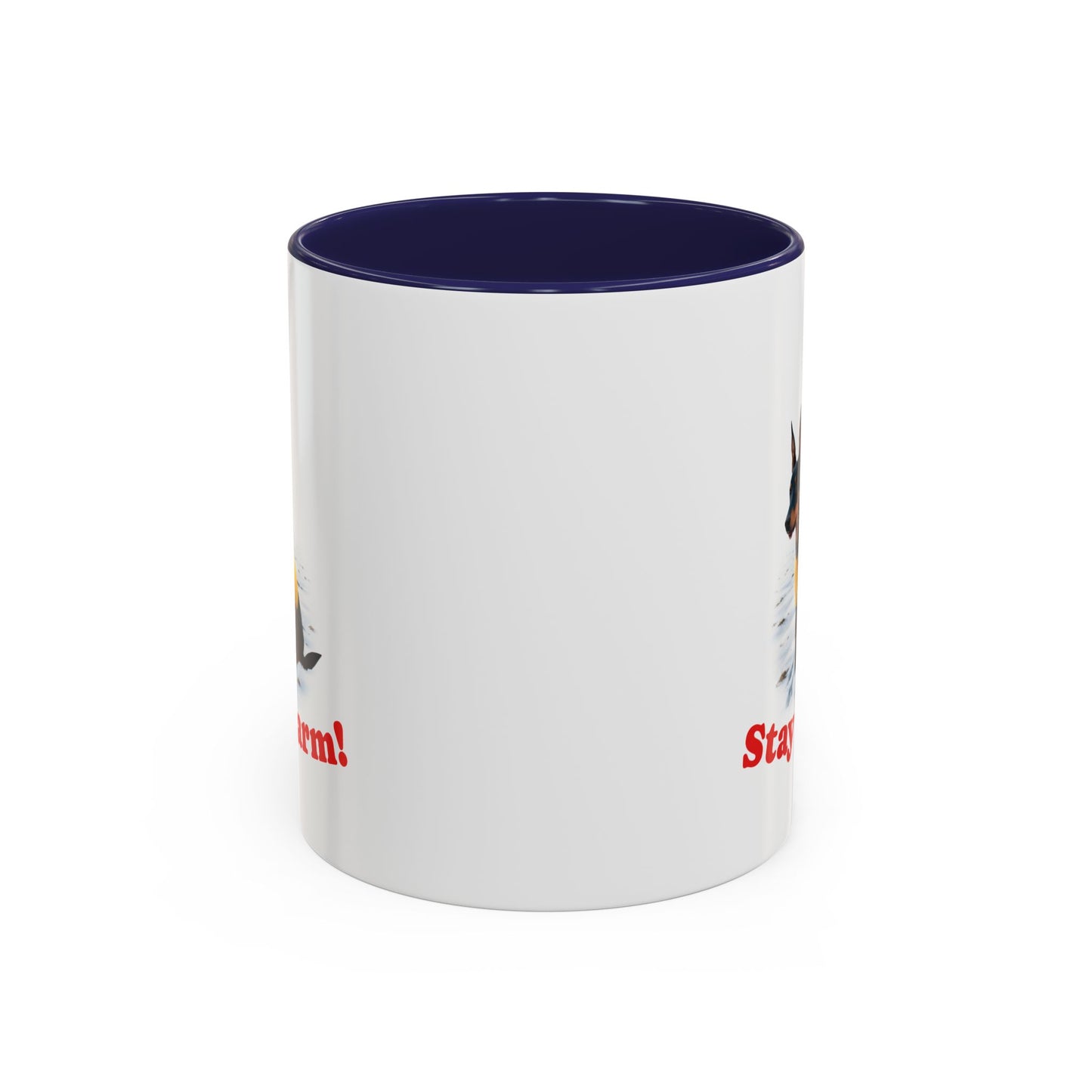 Two-tone Accent 11 oz Coffee Mug w/ Miniature Pinscher Sweater Dog, by TokyoBill