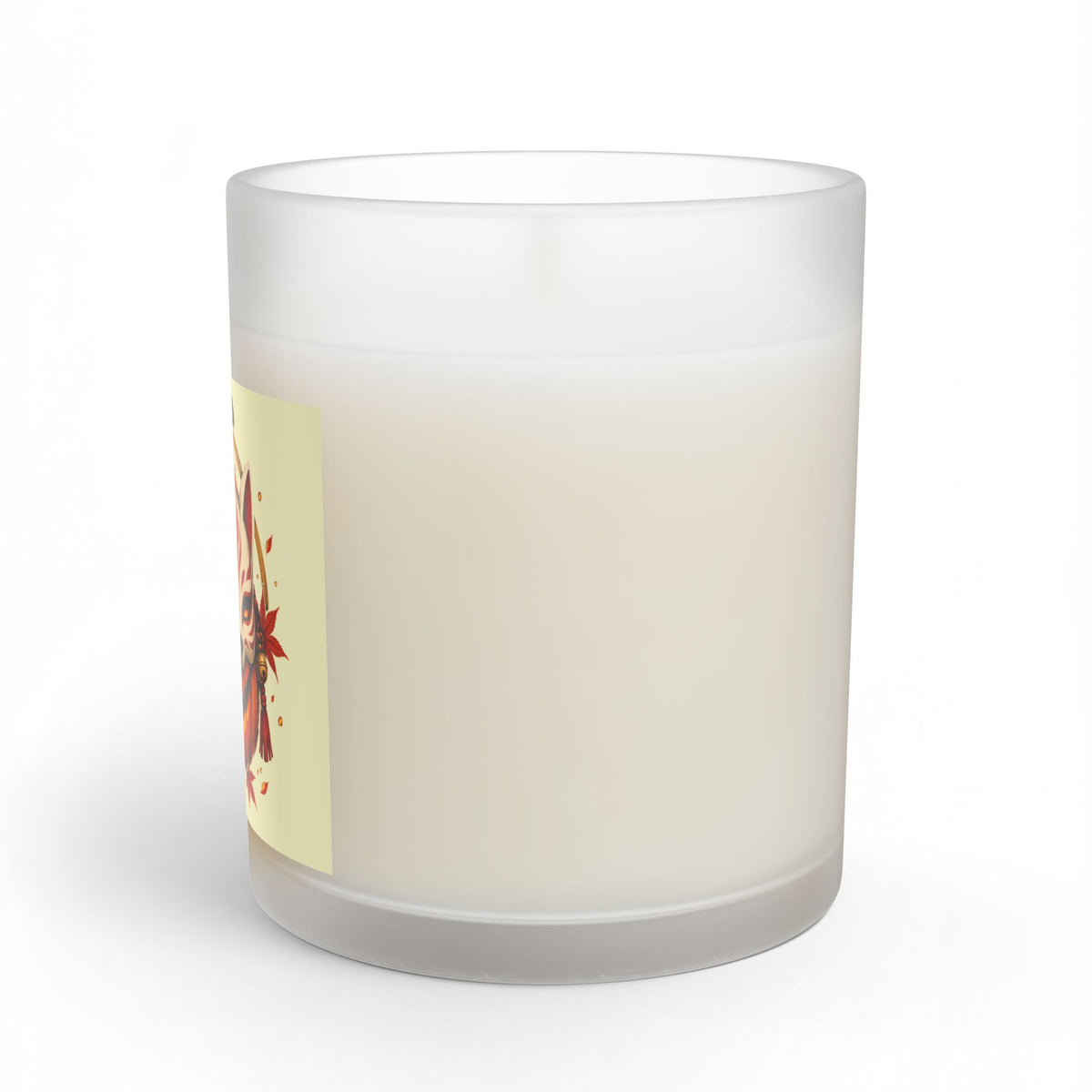 Jack o'lantern wearing Kitsune mask, Halloween soy wax candle, long burn 55-70 hours, 11oz reusable glass jar,  by TokyoBill
