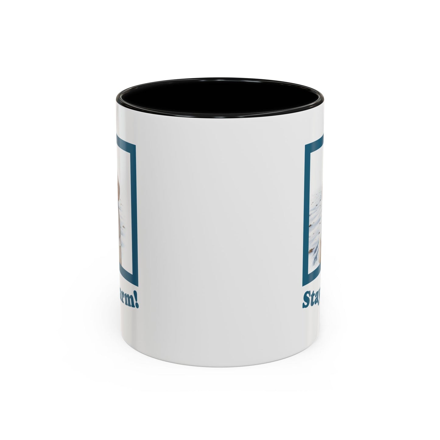 Two-tone Accent 11 oz Coffee Mug w/ Mini White Poodle Sweater Dog, by TokyoBill