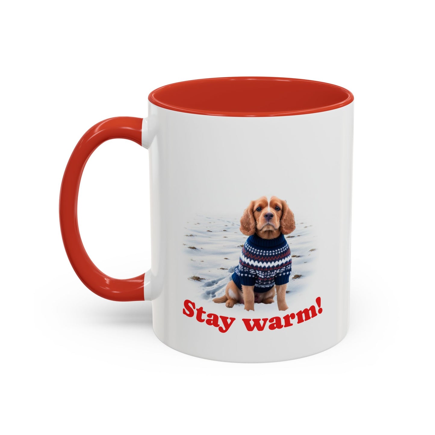 Two-tone Accent 11 oz Coffee Mug w/ Cocker Spaniel Sweater Dog, by TokyoBill