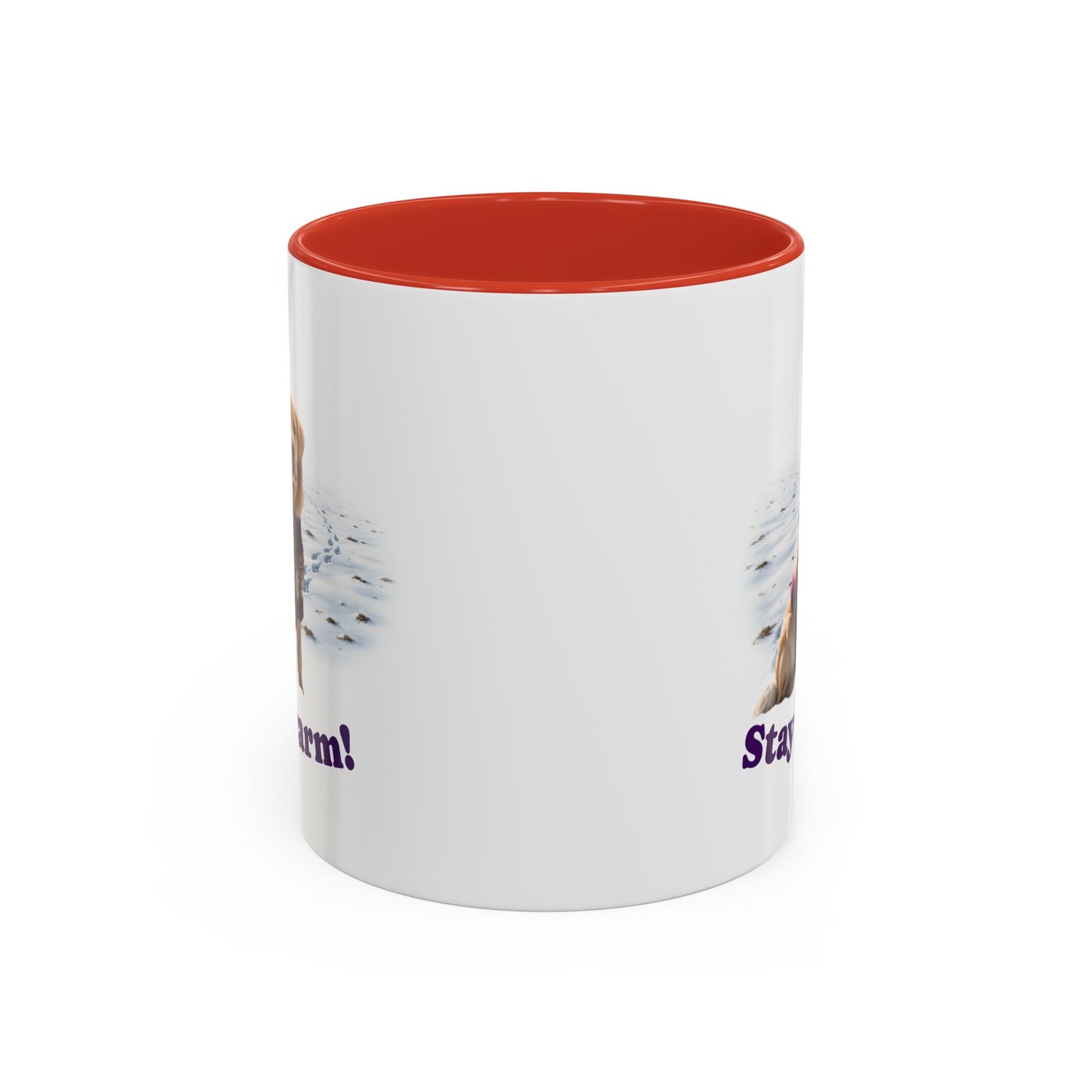 Two-tone Accent 11 oz Coffee Mug w/ Golden Retriever Sweater Dog, by TokyoBill