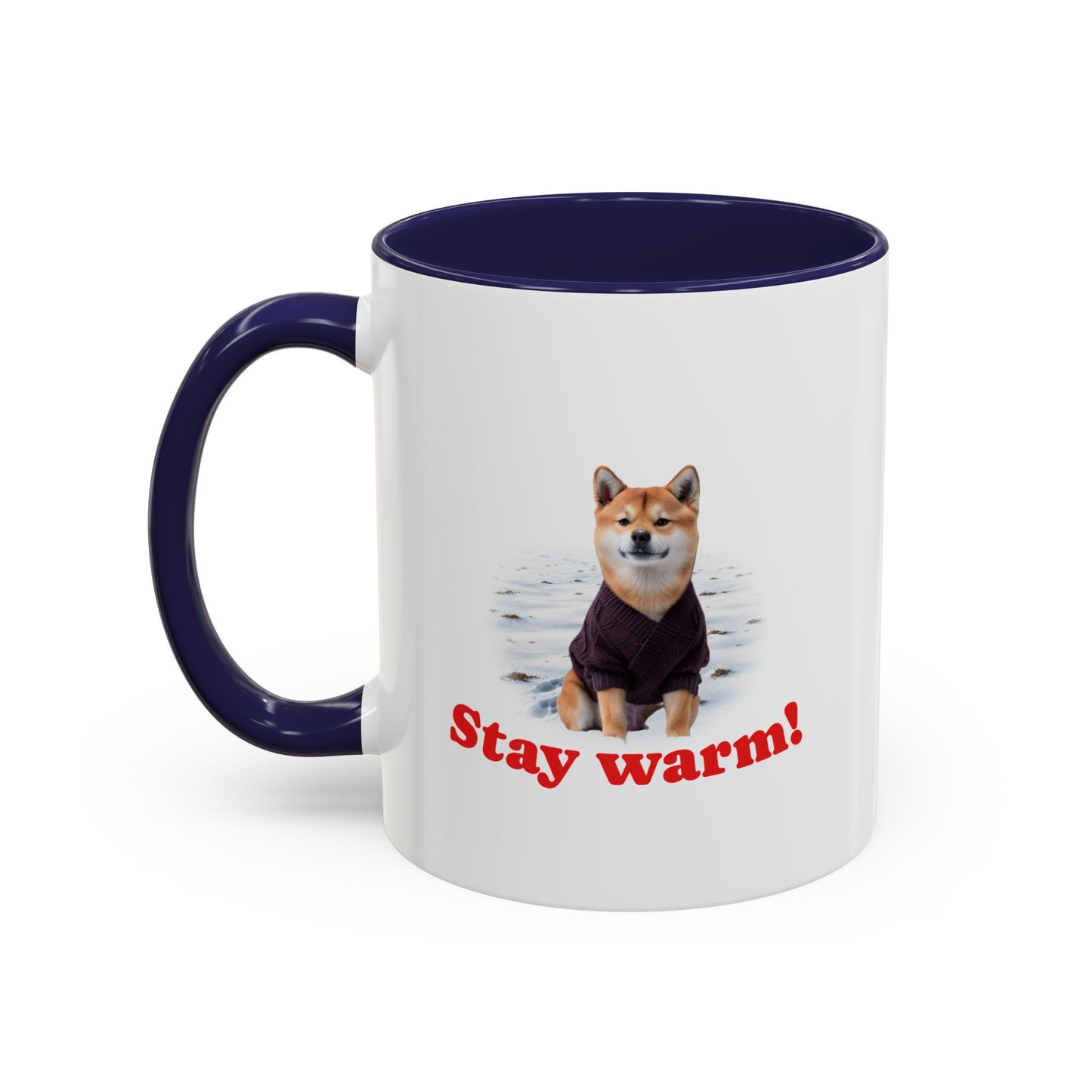 Two-tone Accent 11 oz Coffee Mug w/ Shiba Ken Sweater Dog, by TokyoBill