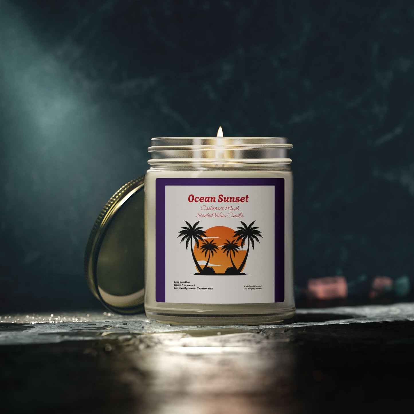 Ocean Sunset Cashmere Musk Scented Candle | Hand-Poured USA | Coconut Apricot Wax