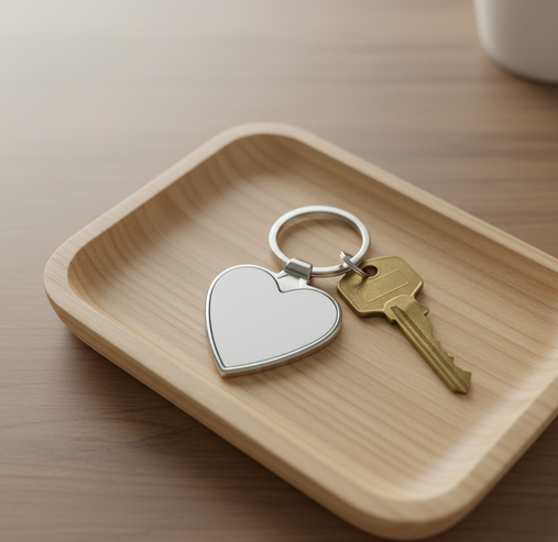 Personalized Heart Keychain | Custom Initial Monogram Keyring | Elegant Silver Gift for Her
