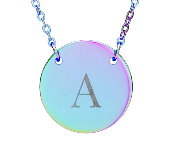 Personalized Circle Necklace | Engraved Initial Pendant | Minimalist Monogram | Hypoallergenic | Gift for Her