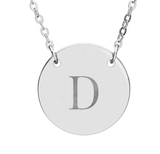 Personalized Circle Necklace | Engraved Initial Pendant | Minimalist Monogram | Hypoallergenic | Gift for Her