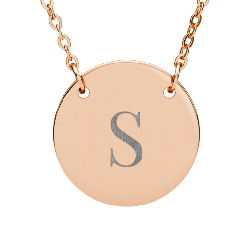 Personalized Circle Necklace | Engraved Initial Pendant | Minimalist Monogram | Hypoallergenic | Gift for Her
