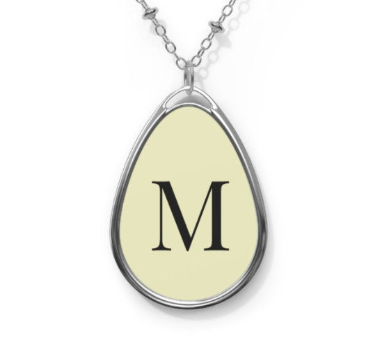 Personalized Oval Necklace | Custom Initial Monogram Pendant | Glossy Finish | Gift for Her