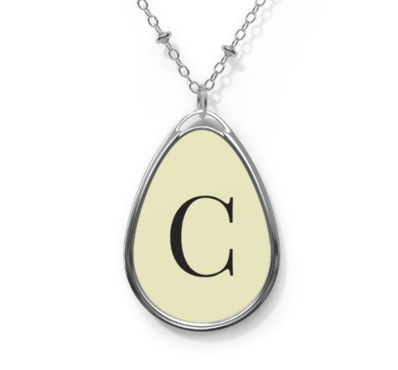 Personalized Oval Necklace | Custom Initial Monogram Pendant | Glossy Finish | Gift for Her