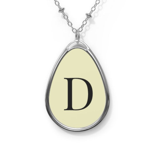 Personalized Oval Necklace | Custom Initial Monogram Pendant | Glossy Finish | Gift for Her