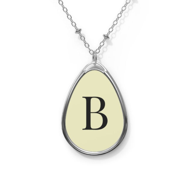 Personalized Oval Necklace | Custom Initial Monogram Pendant | Glossy Finish | Gift for Her