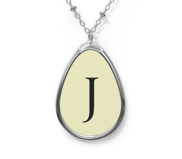 Personalized Oval Necklace | Custom Initial Monogram Pendant | Glossy Finish | Gift for Her