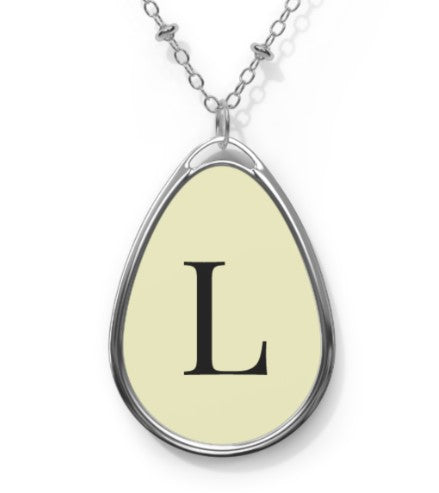 Personalized Oval Necklace | Custom Initial Monogram Pendant | Glossy Finish | Gift for Her