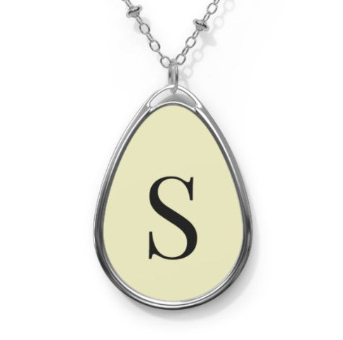 Personalized Oval Necklace | Custom Initial Monogram Pendant | Glossy Finish | Gift for Her