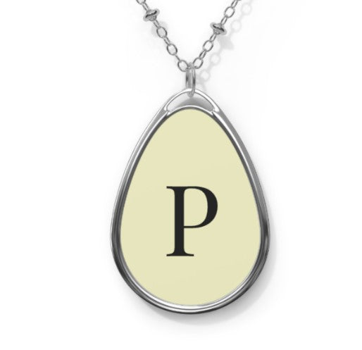 Personalized Oval Necklace | Custom Initial Monogram Pendant | Glossy Finish | Gift for Her