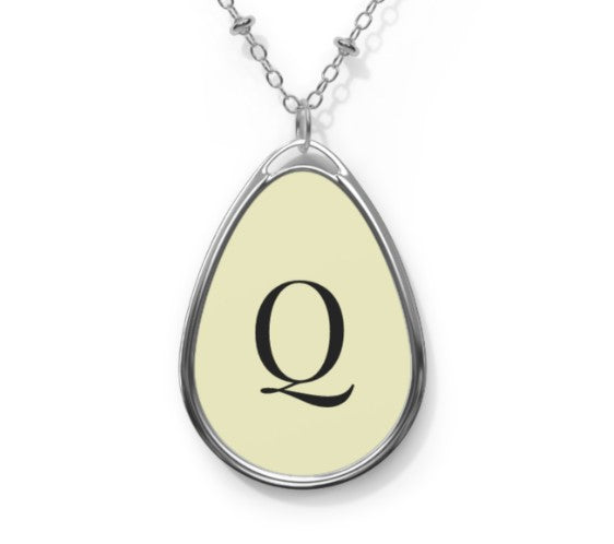 Personalized Oval Necklace | Custom Initial Monogram Pendant | Glossy Finish | Gift for Her