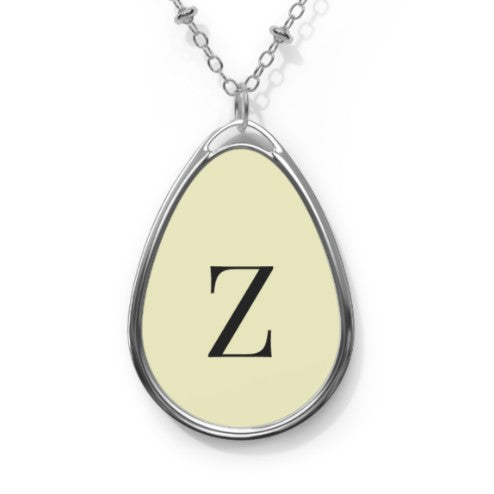 Personalized Oval Necklace | Custom Initial Monogram Pendant | Glossy Finish | Gift for Her
