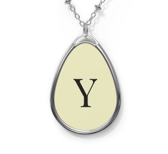 Personalized Oval Necklace | Custom Initial Monogram Pendant | Glossy Finish | Gift for Her