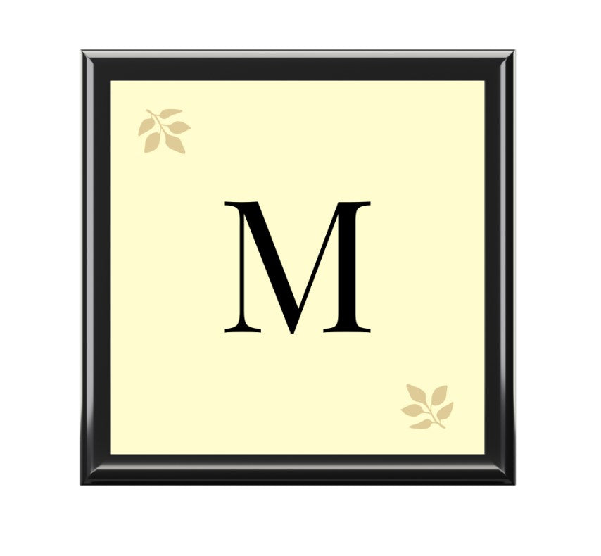 Personalized Wooden Jewelry Box | Monogram Initial | Golden Oak, Red Mahogany & Ebony Black | Gift for Her