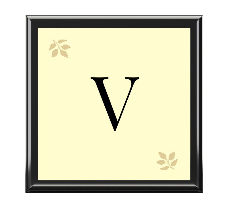 Personalized Wooden Jewelry Box | Monogram Initial | Golden Oak, Red Mahogany & Ebony Black | Gift for Her