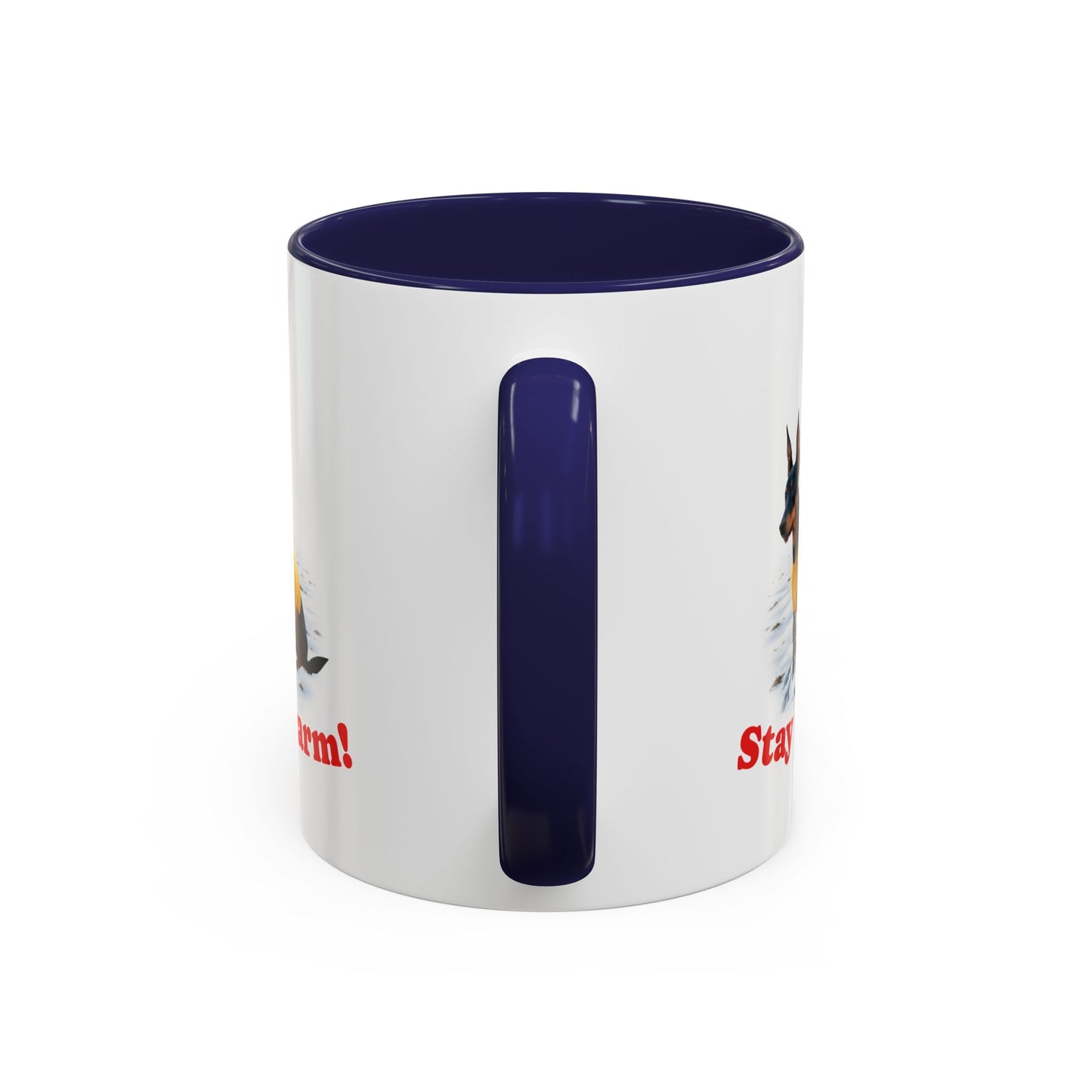 Two-tone Accent 11 oz Coffee Mug w/ Miniature Pinscher Sweater Dog, by TokyoBill
