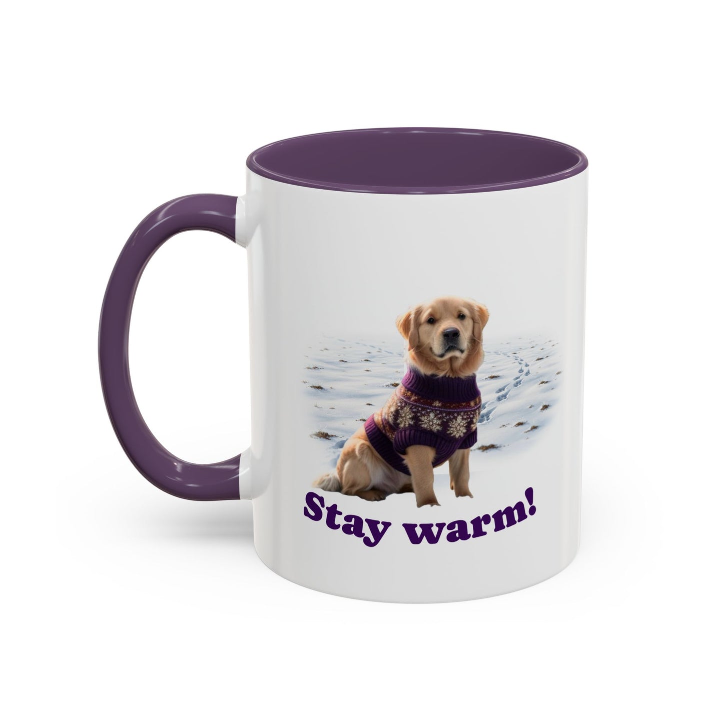 Two-tone Accent 11 oz Coffee Mug w/ Golden Retriever Sweater Dog, by TokyoBill