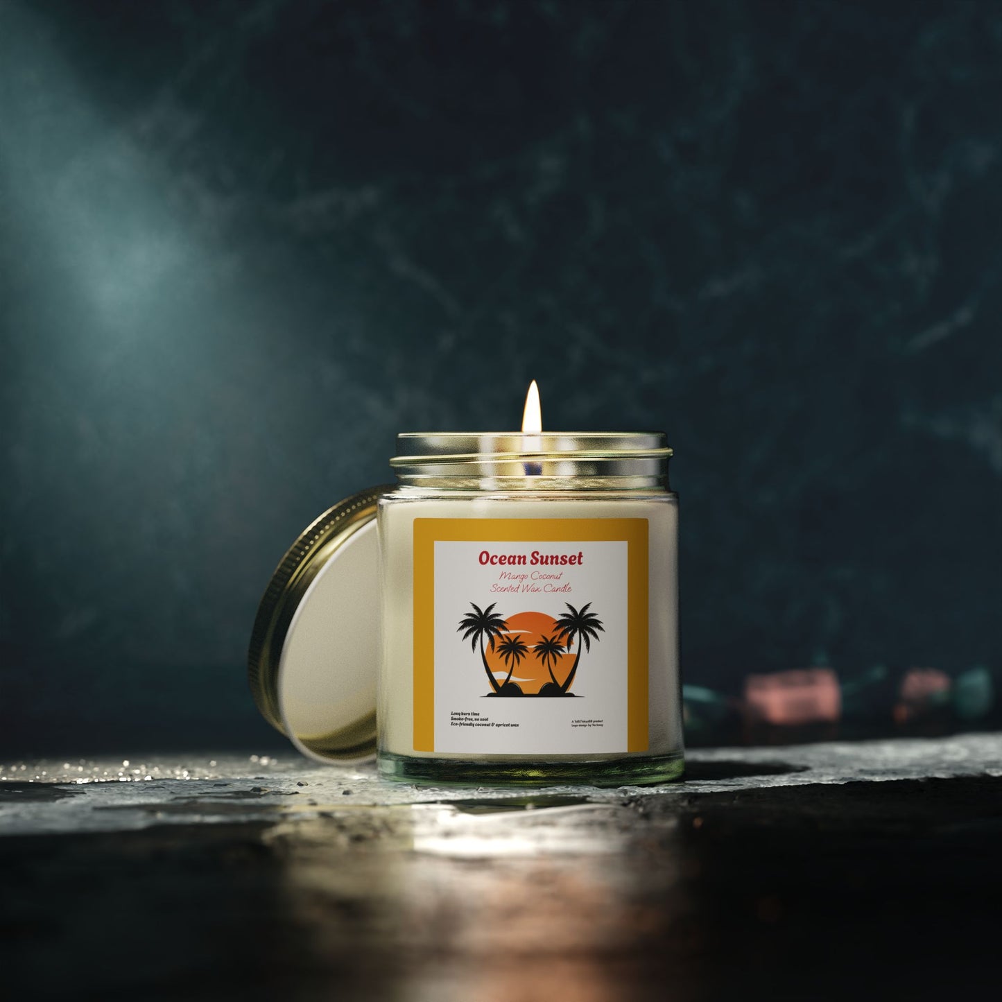 Ocean Sunset Mango Coconut Scented Candle | Hand-Poured USA | Coconut Apricot Wax