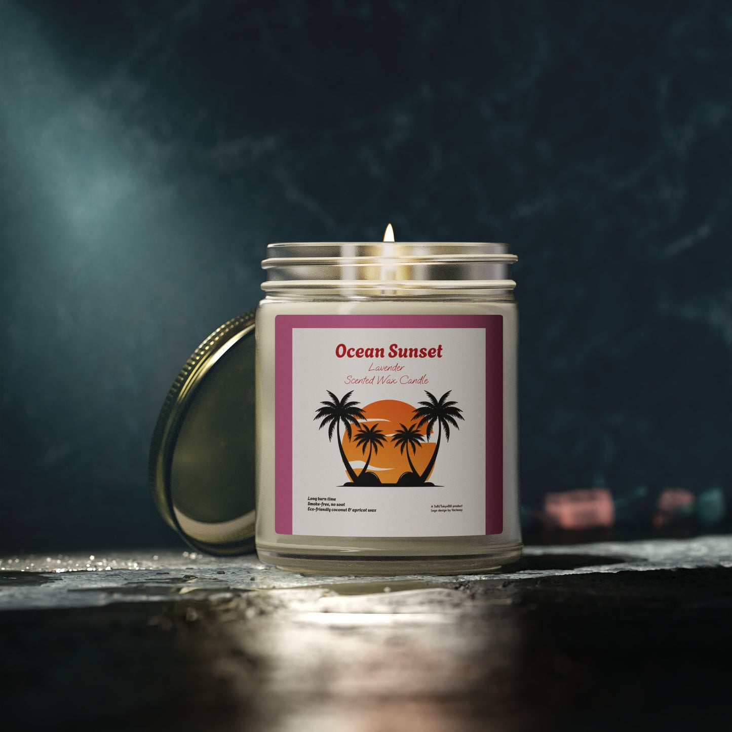 Ocean Sunset Lavender Scented Candle | Hand-Poured USA | Coconut Apricot Wax