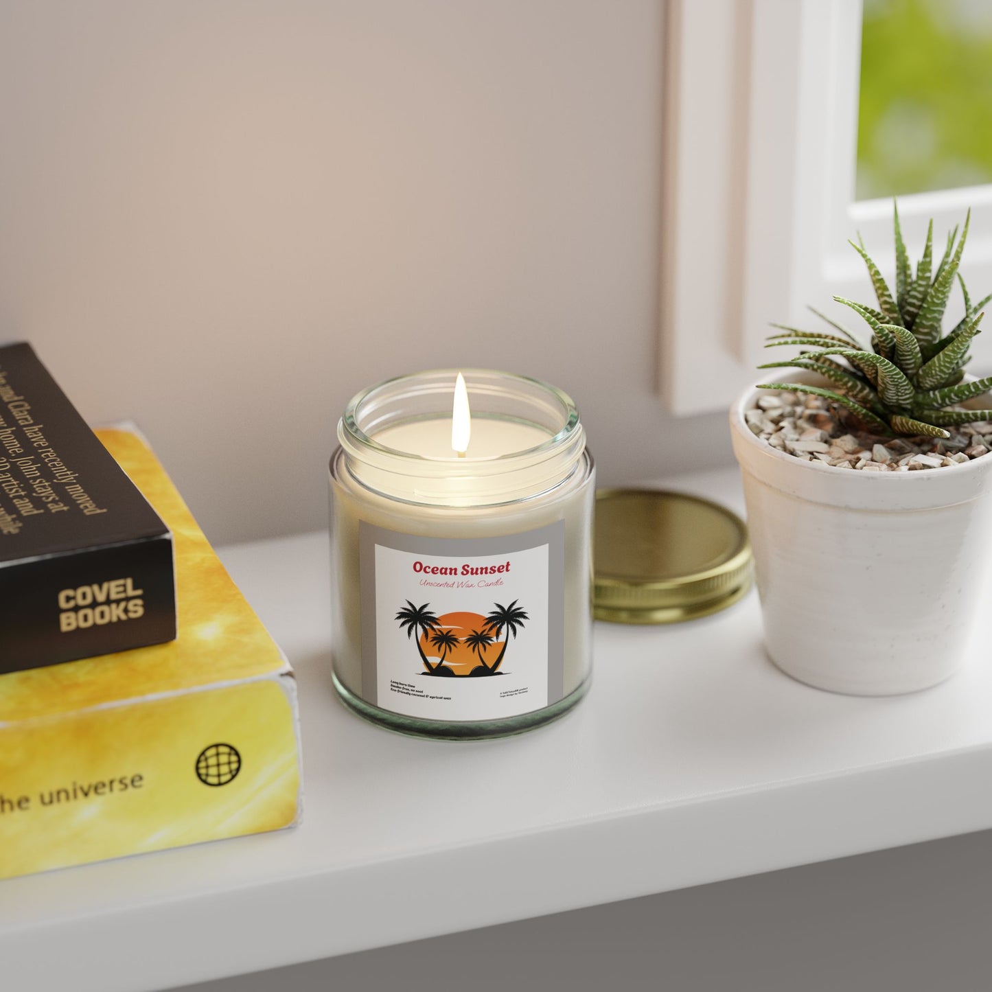 Ocean Sunset Unscented long-burn wax candles (4oz, 9oz), by TokyoBill