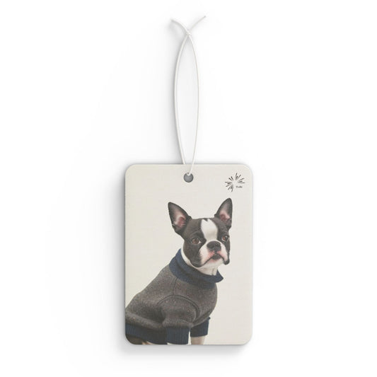 Sweater Dog Car Air Freshener, Cute Boston Terrier Car Fragrance, by TokyoBill