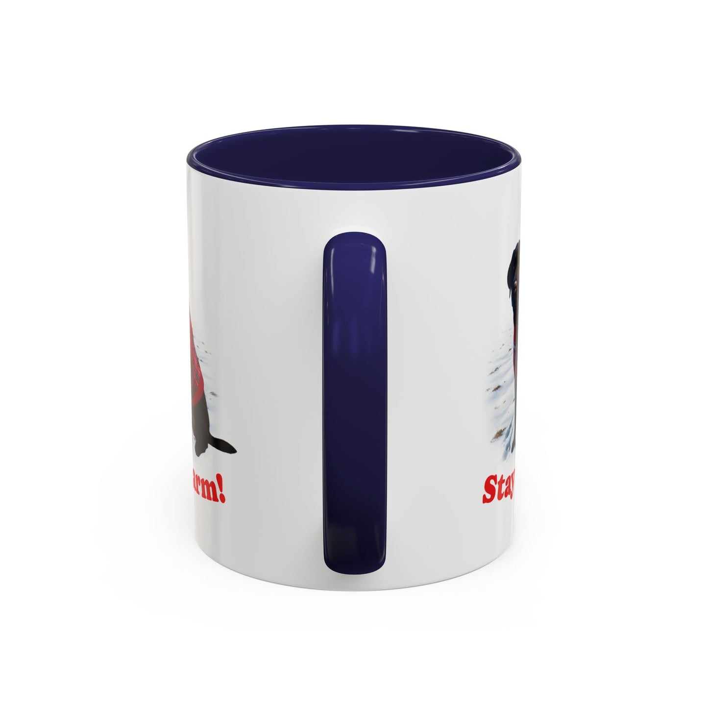 Two-tone Accent 11 oz Coffee Mug w/Black Lab Retriever Sweater Dog, by TokyoBill