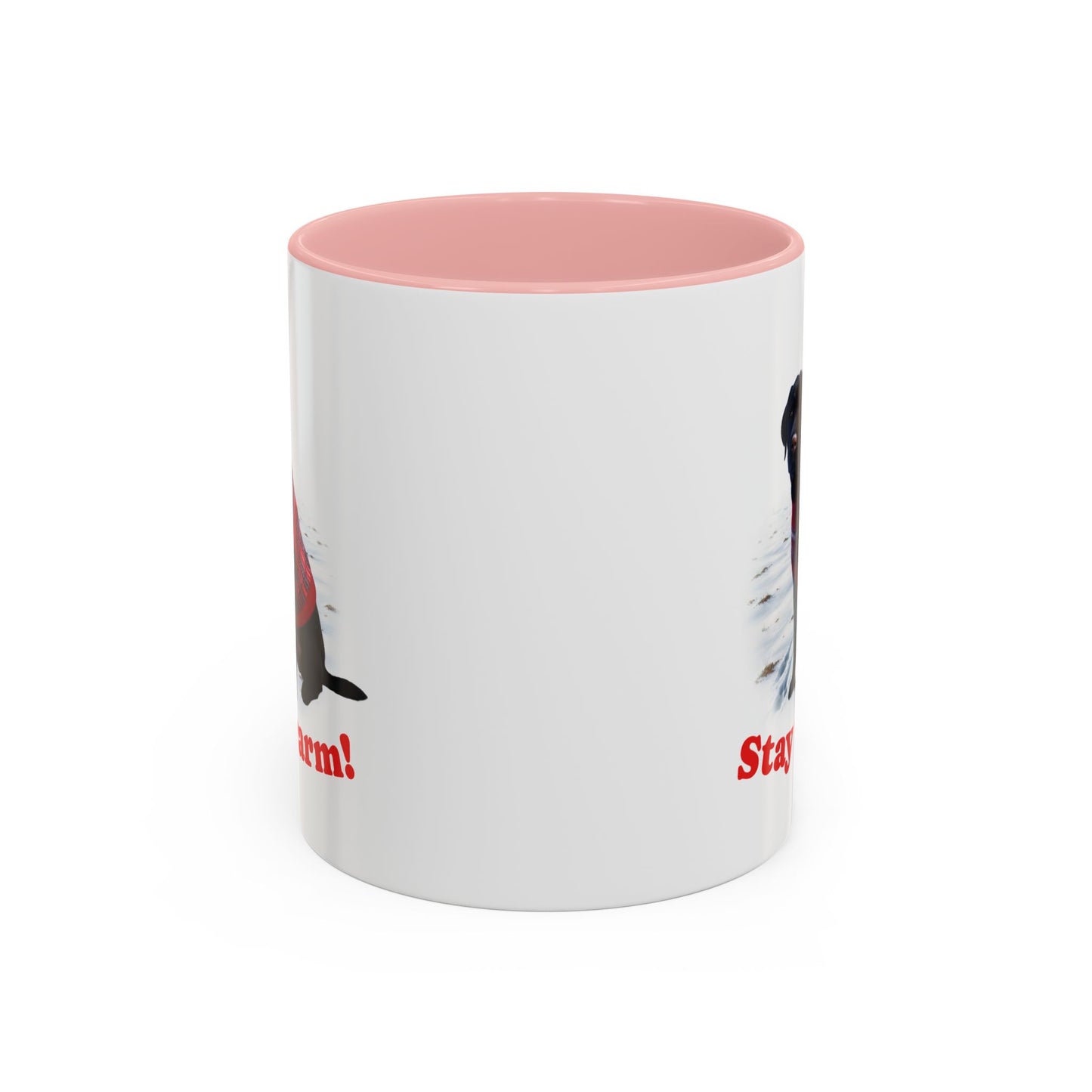 Two-tone Accent 11 oz Coffee Mug w/Black Lab Retriever Sweater Dog, by TokyoBill