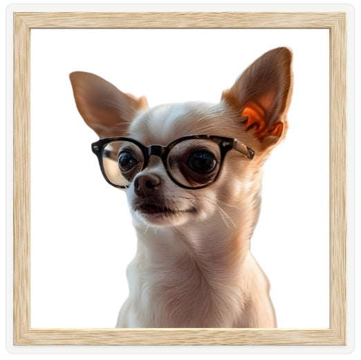 Chihuahua Wearing Glasses Wall Art | Dog Portrait Print | Nursery or Office Decor | Pet Lover Gift