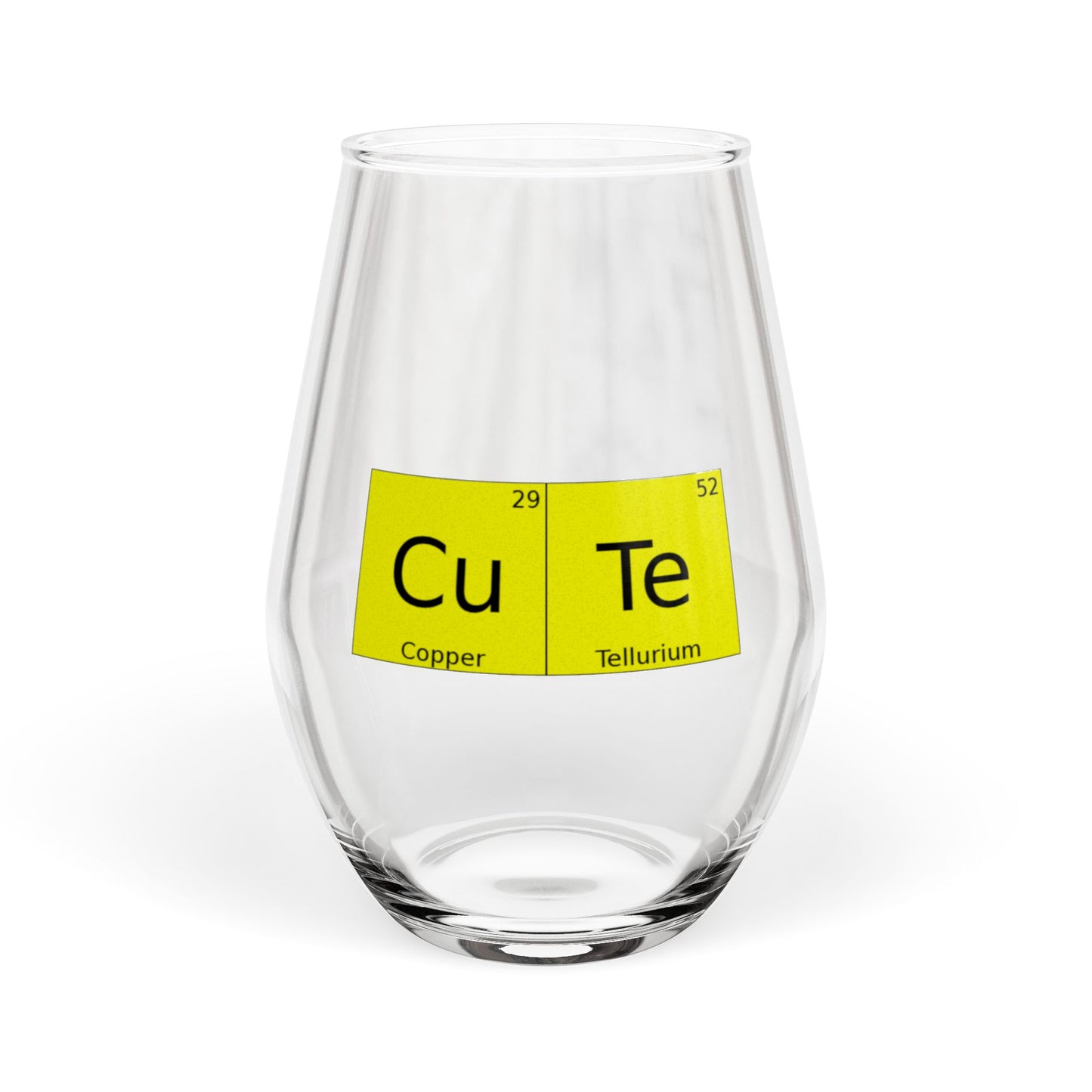 CuTe Copper-Tellurium Periodic Table Chemistry 11.75oz Wine Glass, by TokyoBill