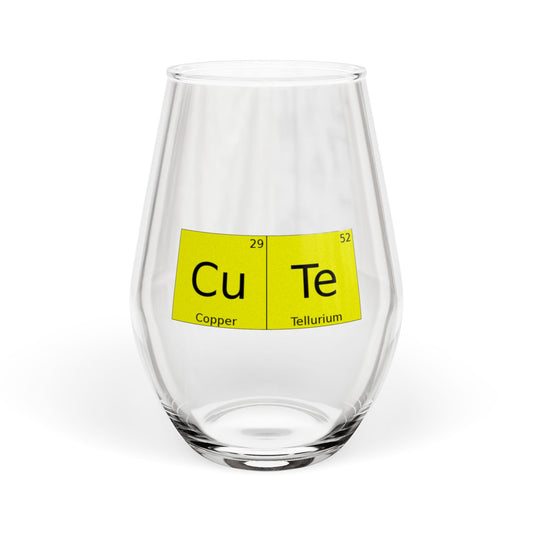 CuTe Copper-Tellurium Periodic Table Chemistry 11.75oz Wine Glass, by TokyoBill