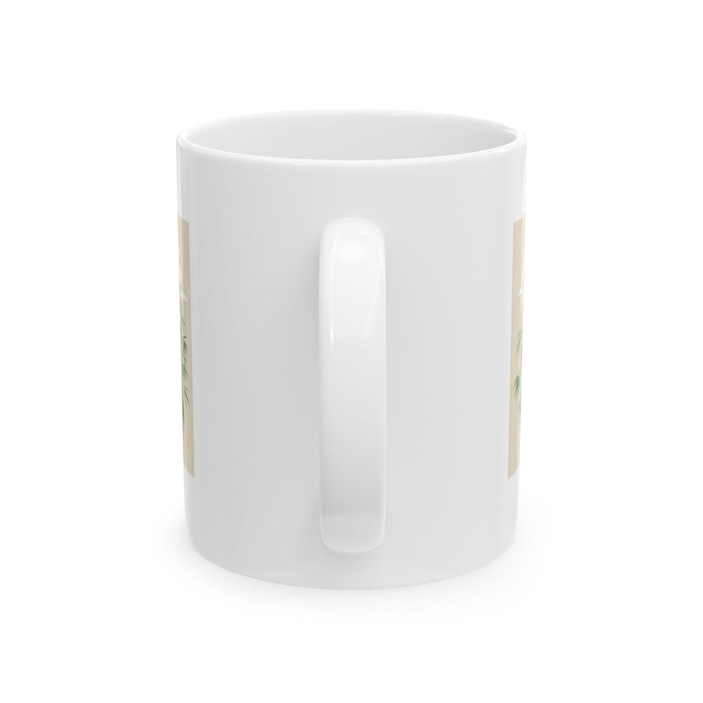 White Coffee Mug (11 oz) with Bamboo & Clouds, by TokyoBill