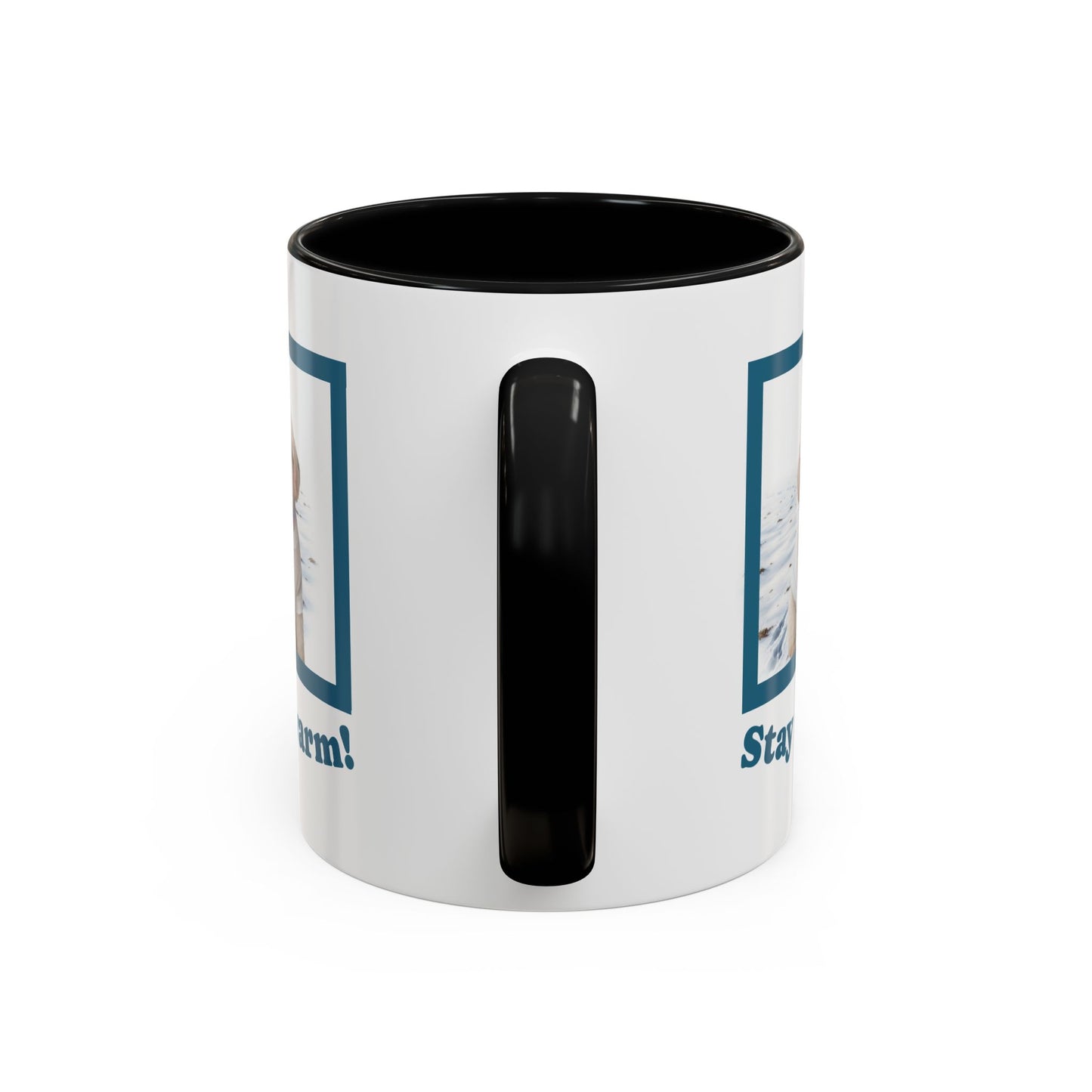Two-tone Accent 11 oz Coffee Mug w/ Mini White Poodle Sweater Dog, by TokyoBill