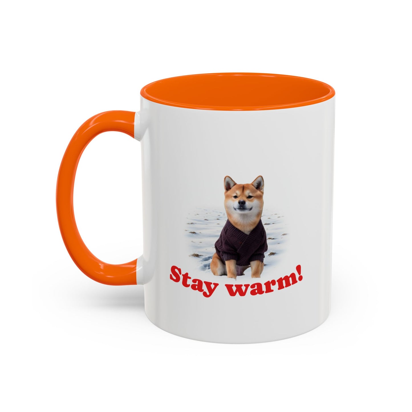 Two-tone Accent 11 oz Coffee Mug w/ Shiba Ken Sweater Dog, by TokyoBill