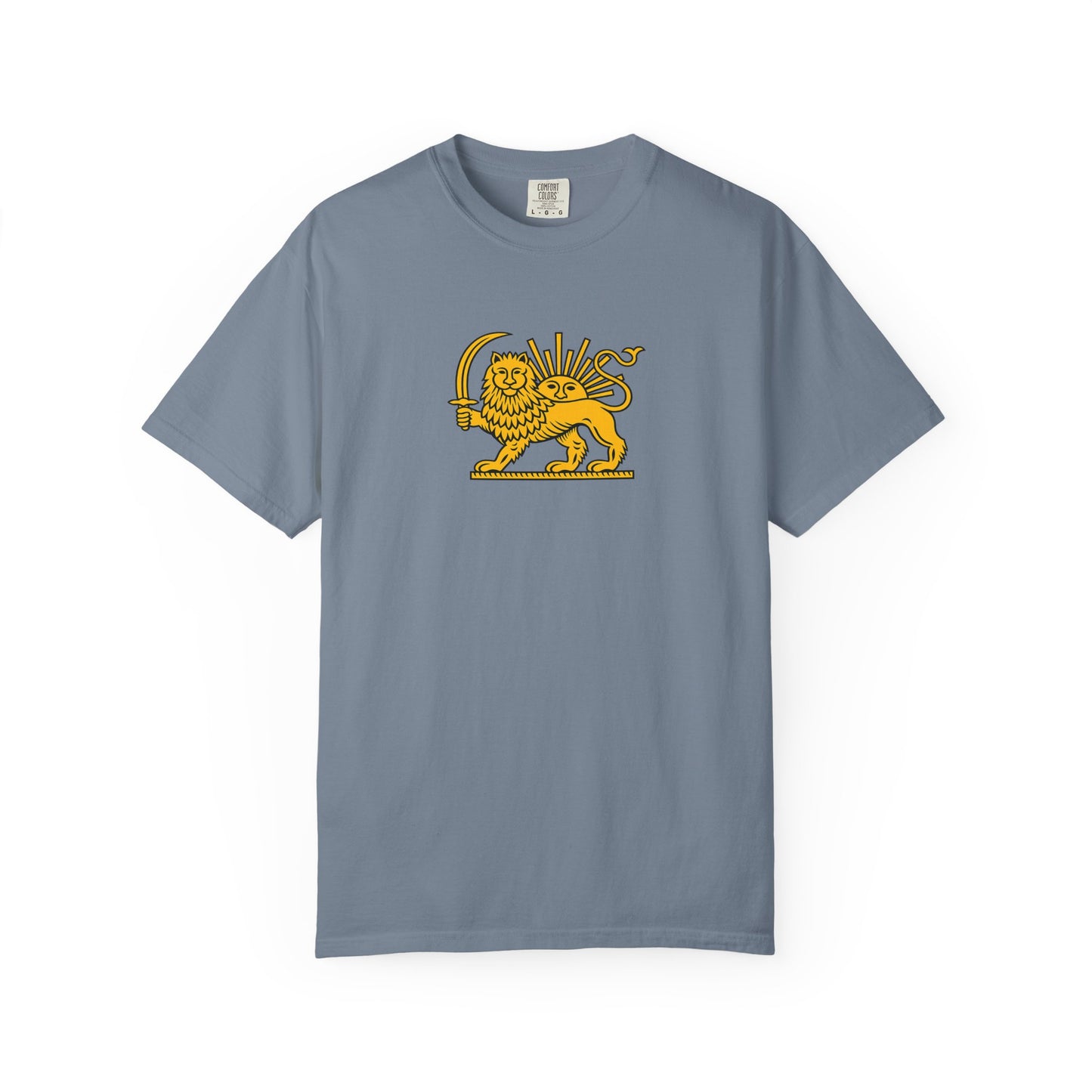 Lion with Sword Graphic T-shirt; Heraldic Golden Lion by TokyoBill