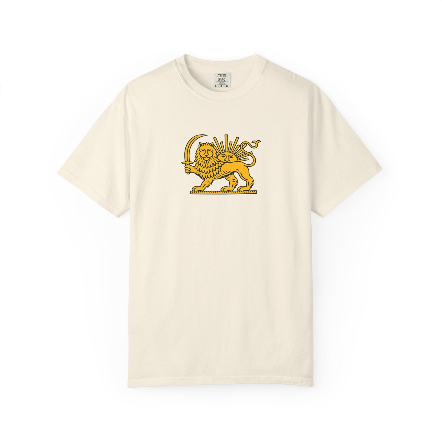 Lion with Sword Graphic T-shirt; Heraldic Golden Lion by TokyoBill