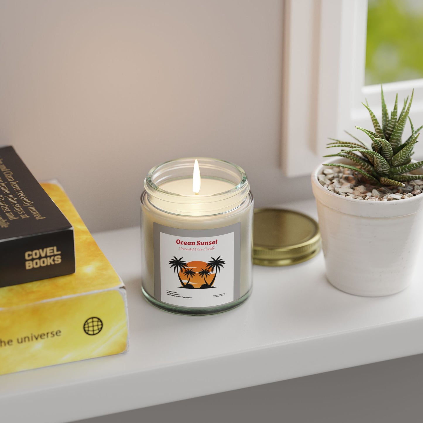 Ocean Sunset Unscented Candle | Hand-Poured USA | Coconut Apricot Wax